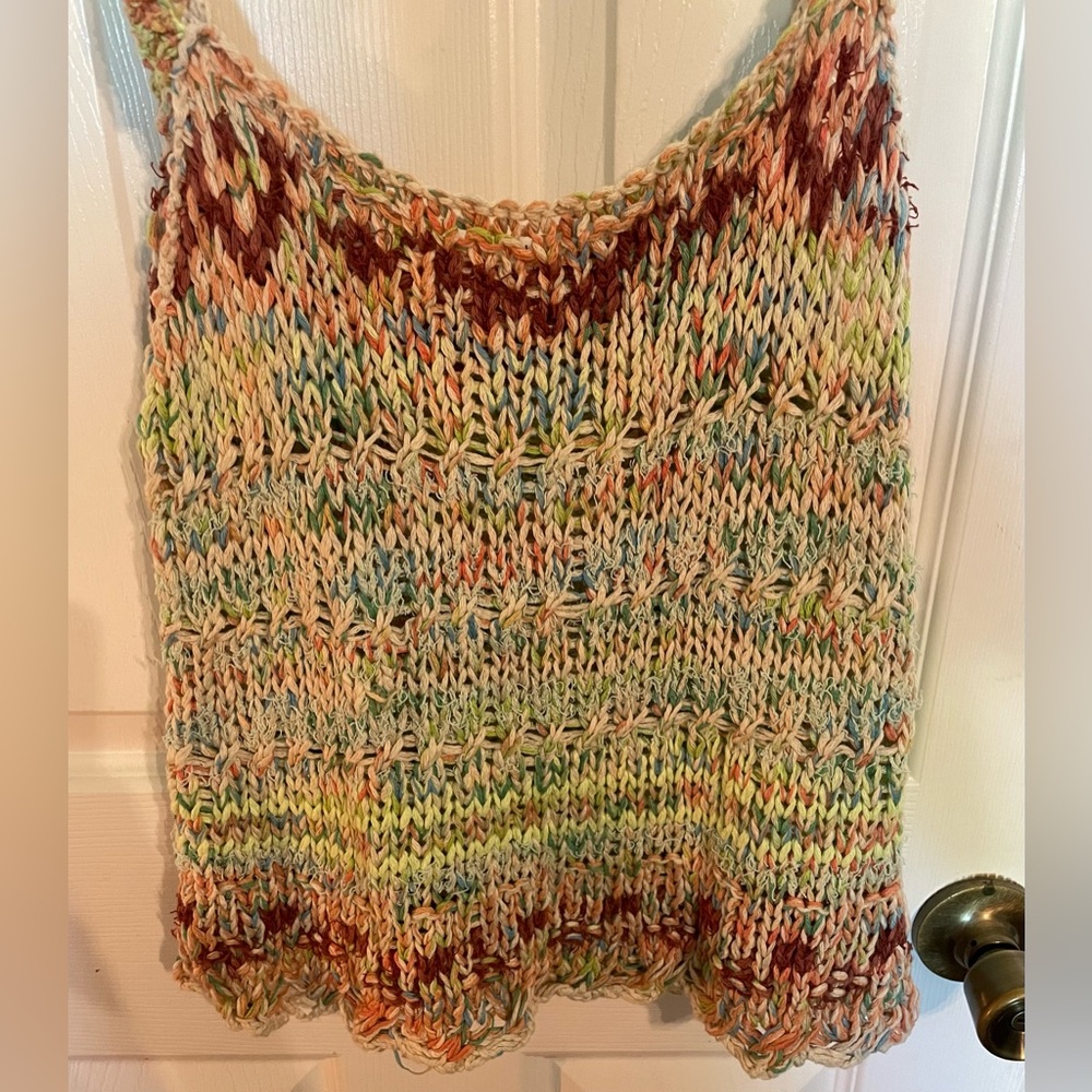 NWT Free People Palmetto Sweater Open Stitch  tank in Candied Dream - Picture 2 of 9